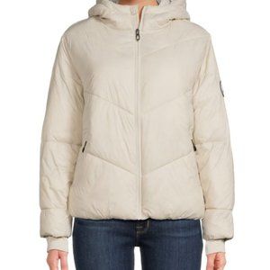 Spyder hooded puffer coat- size M in beige